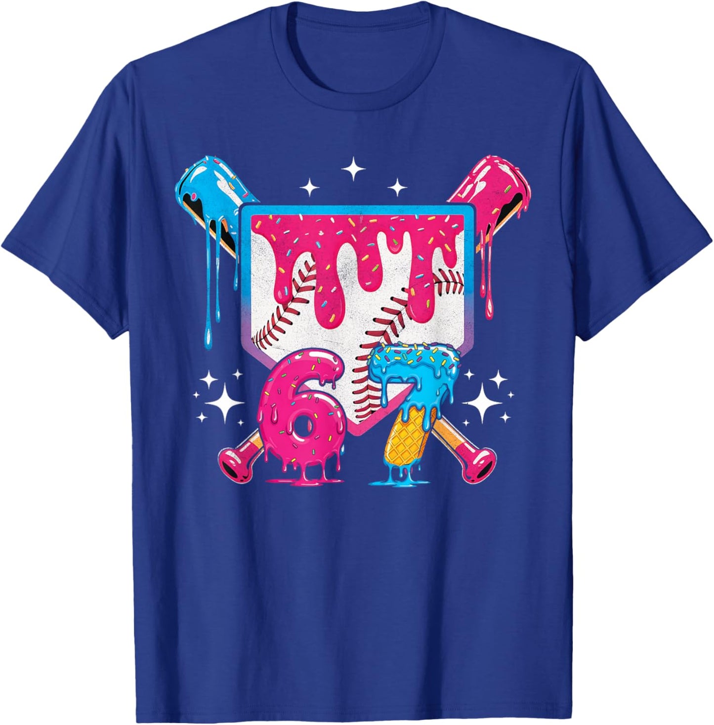 67 Six Seven Ice Cream Drip Baseball Boys Youth T-Shirt - T-Shirt | Royal