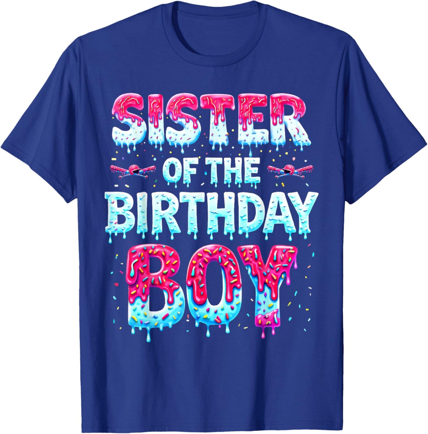 Sister of The Birthday Boy Ice Cream Baseball Family Party T-Shirt - T-Shirt | Royal