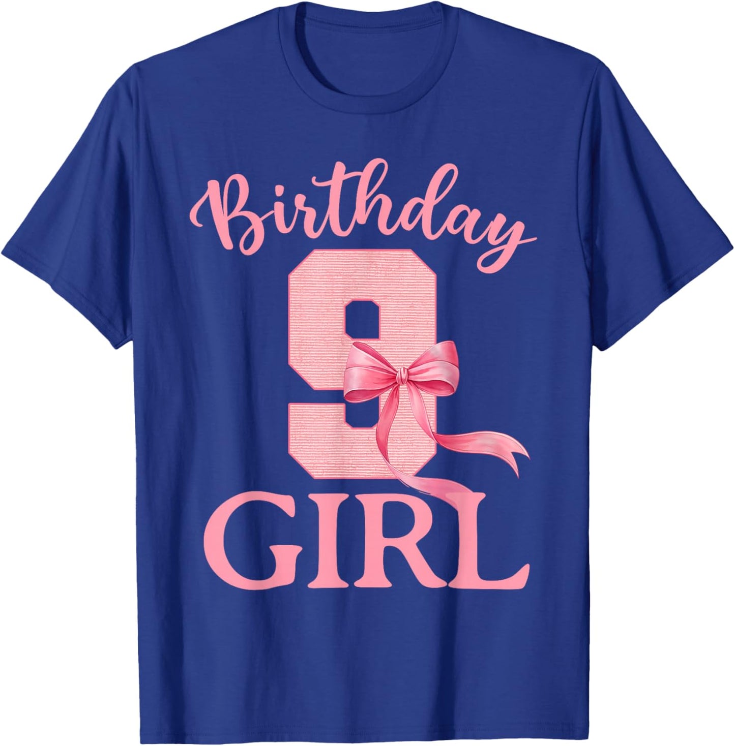 9th Birthday Girl Coquette Bow Themed 9 Year Old Girls Kids T-Shirt - T-Shirt | Royal