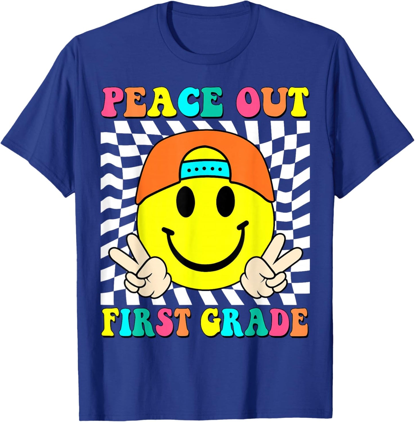 Last Day of School Peace Out 1st Grade Kids Boy Graduation T-Shirt - T-Shirt | Royal