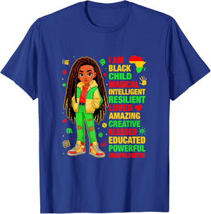 I Am Black Child History Month African American Kids Girls T-Shirt - T-Shirt | Royal