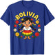 Cute Bolivia Girl Traditional Dress with Floral Design Kids T-Shirt - T-Shirt | Royal