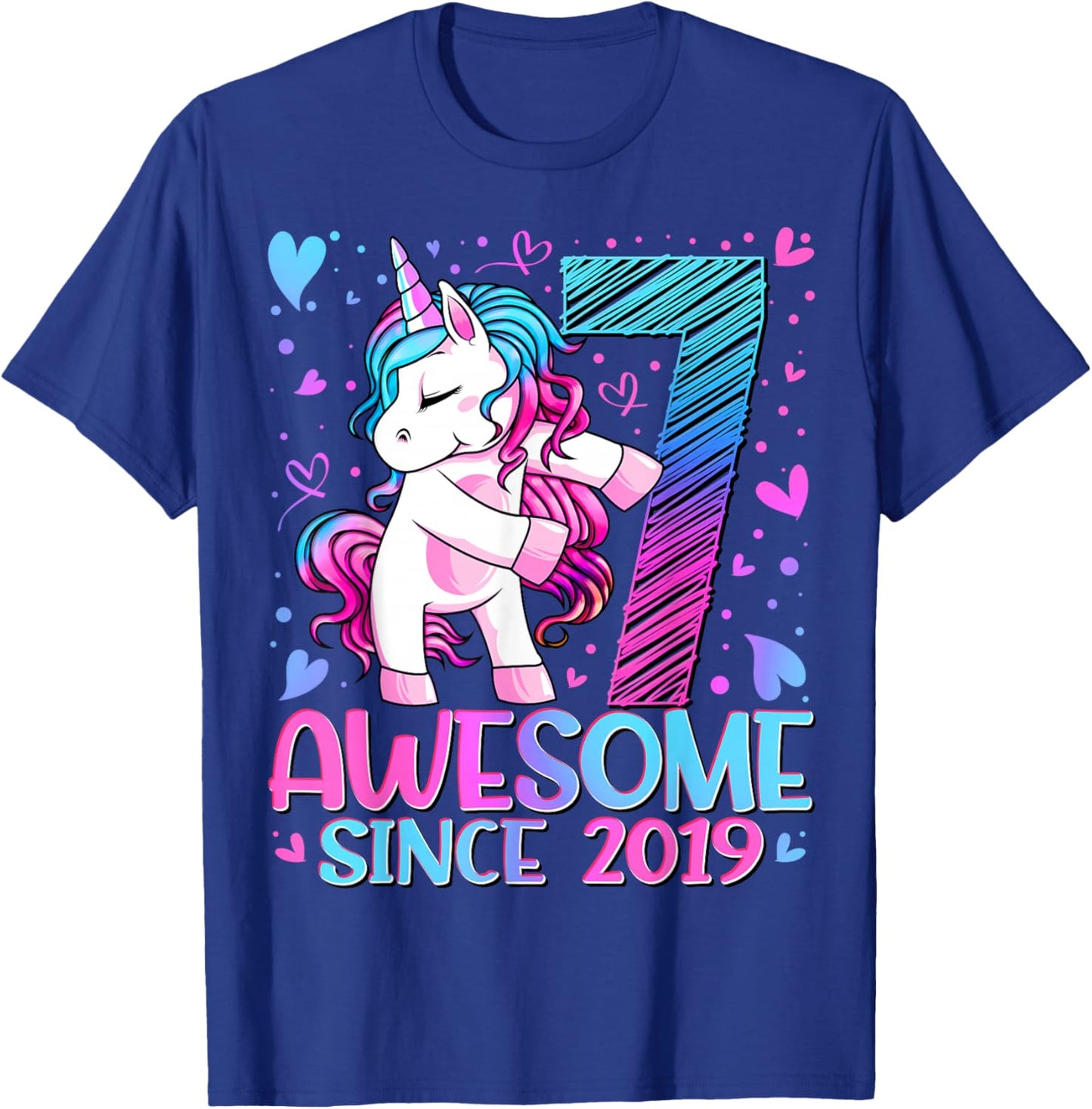 7th Birthday Shirt Girl 7 Year Old Gifts 7 Birthday Girl T-Shirt - T-Shirt | Royal