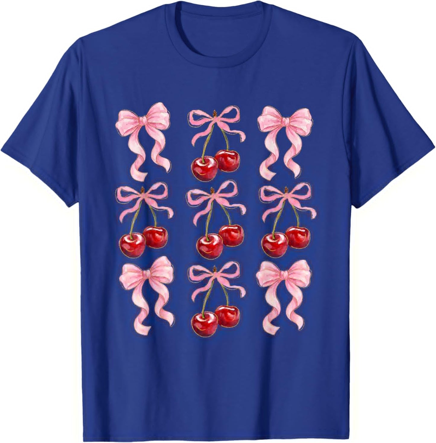 Coquette Bow Cherries Fruits Cherry Lover Women Teens Girls T-Shirt - T-Shirt | Royal