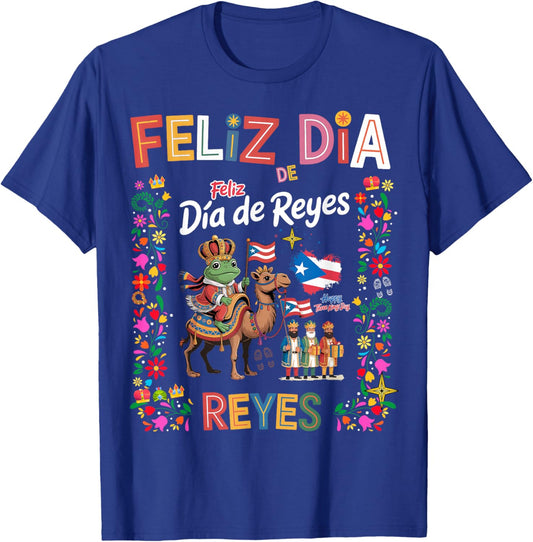 Three Kings Day Puerto Rican Women Idea & Coqui Frog Boricua T-Shirt - T-Shirt | Royal