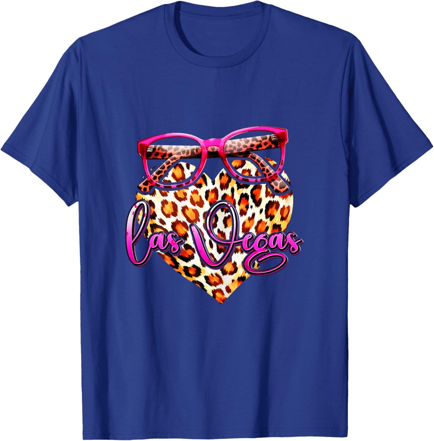 Las Vegas Leopard Heart Pink Sunglasses Stylish Women Look T-Shirt - T-Shirt | Royal