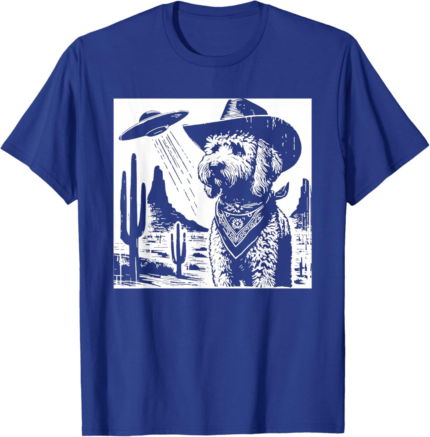 Vintage Goldendoodle UFO T-Shirt - T-Shirt | Royal