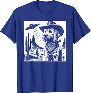 Vintage Goldendoodle UFO T-Shirt - T-Shirt | Royal