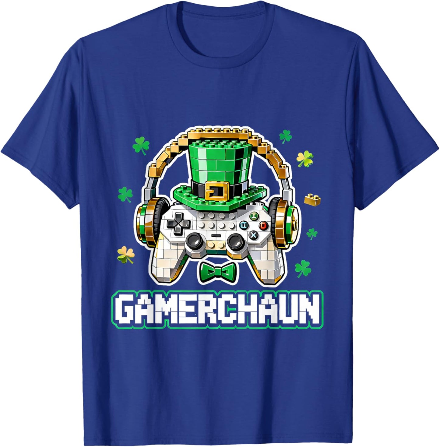 Gamerchaun Funny Leprechaun Gaming St Patricks Day T-Shirt - T-Shirt | Royal