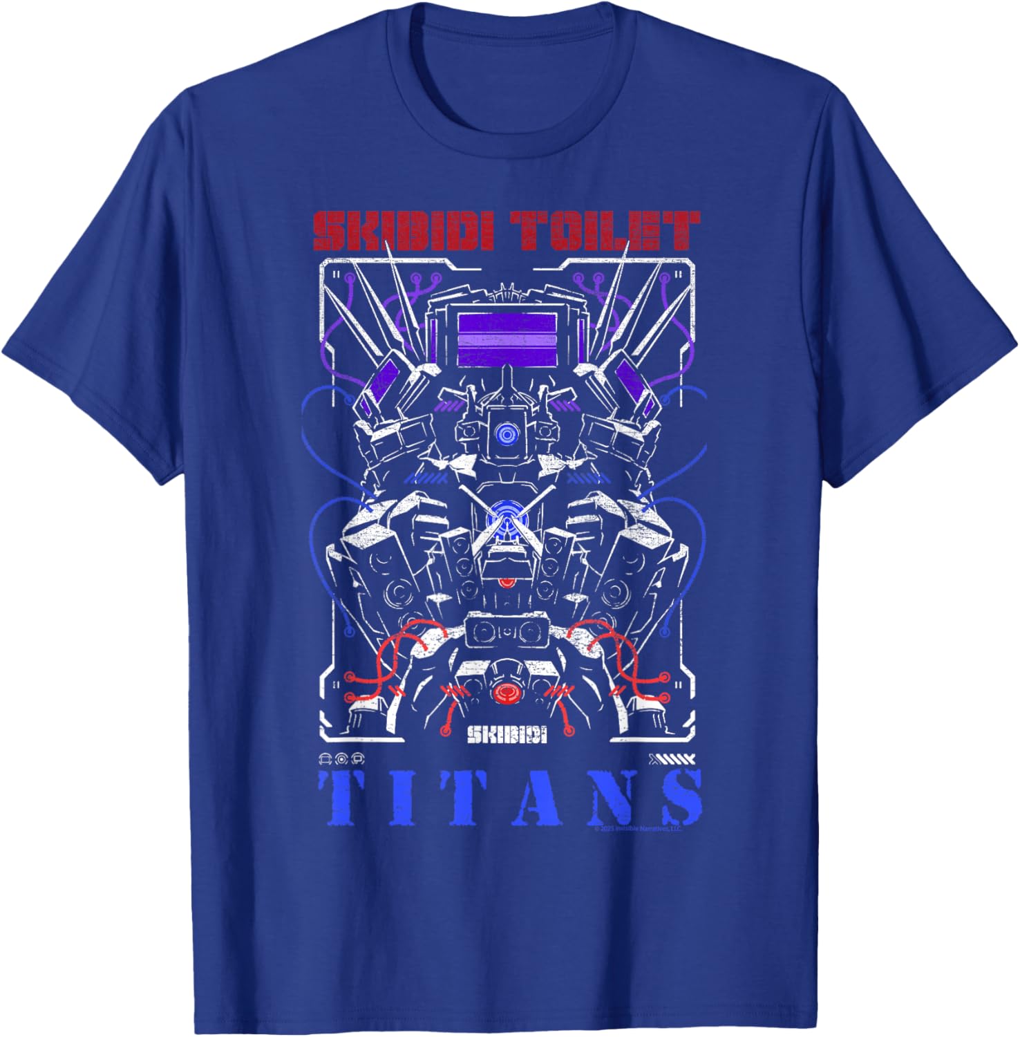 Skibidi Toilet Titans Mech Speaker Warrior T-Shirt - T-Shirt | Royal