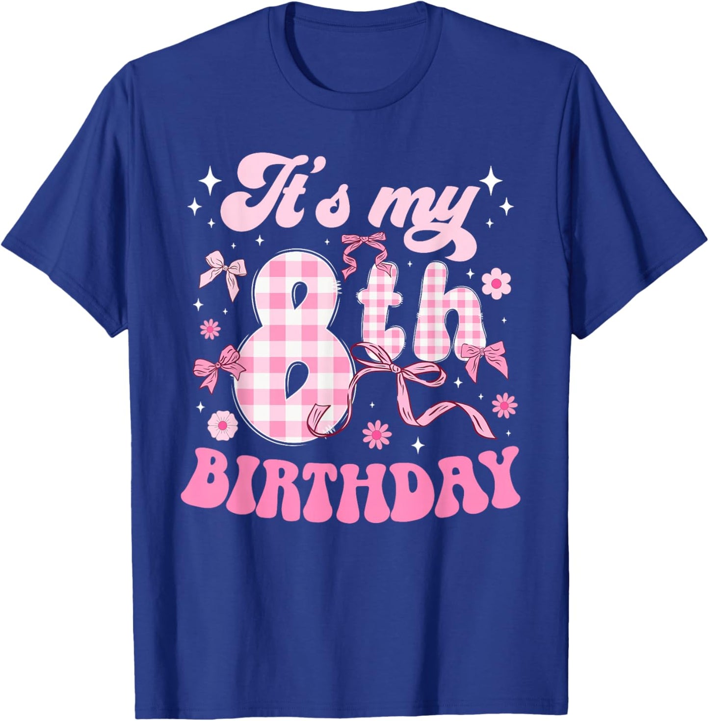 8th Coquette Birthday Party Eight Year Old Bow T-Shirt - T-Shirt | Royal