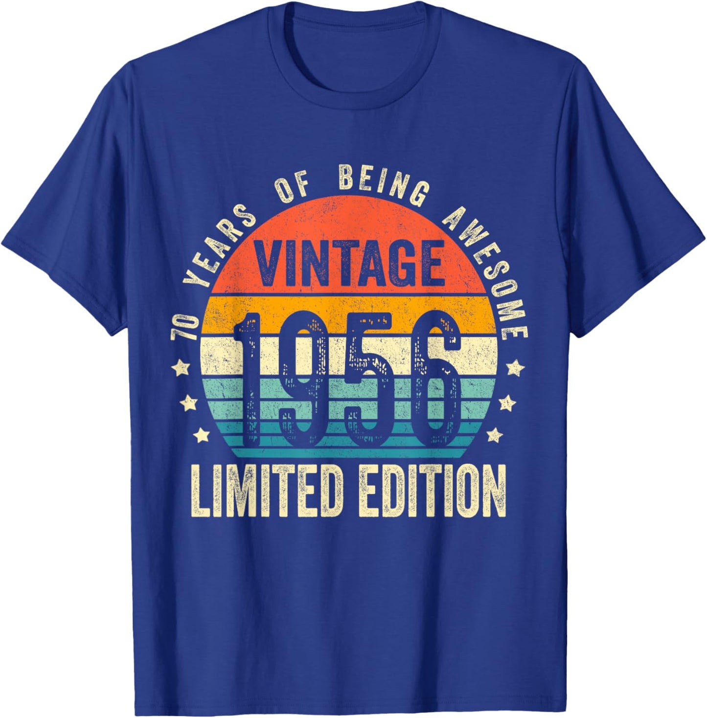 Vintage 1956 70th Birthday Gift Men Women 70 Years Old T-Shirt - T-Shirt | Royal