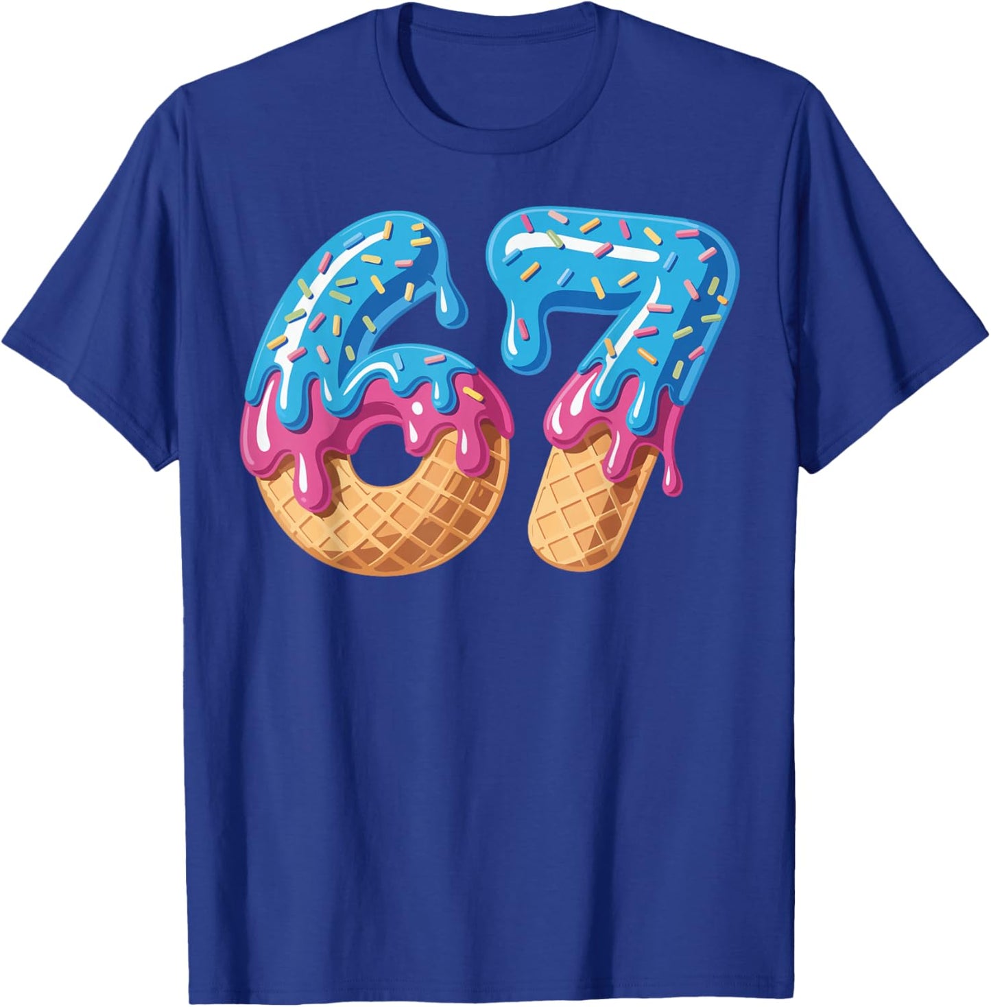 67 Ice Cream Drip Meme Funny Six Seven Gen Alpha Slang T-Shirt - T-Shirt | Royal