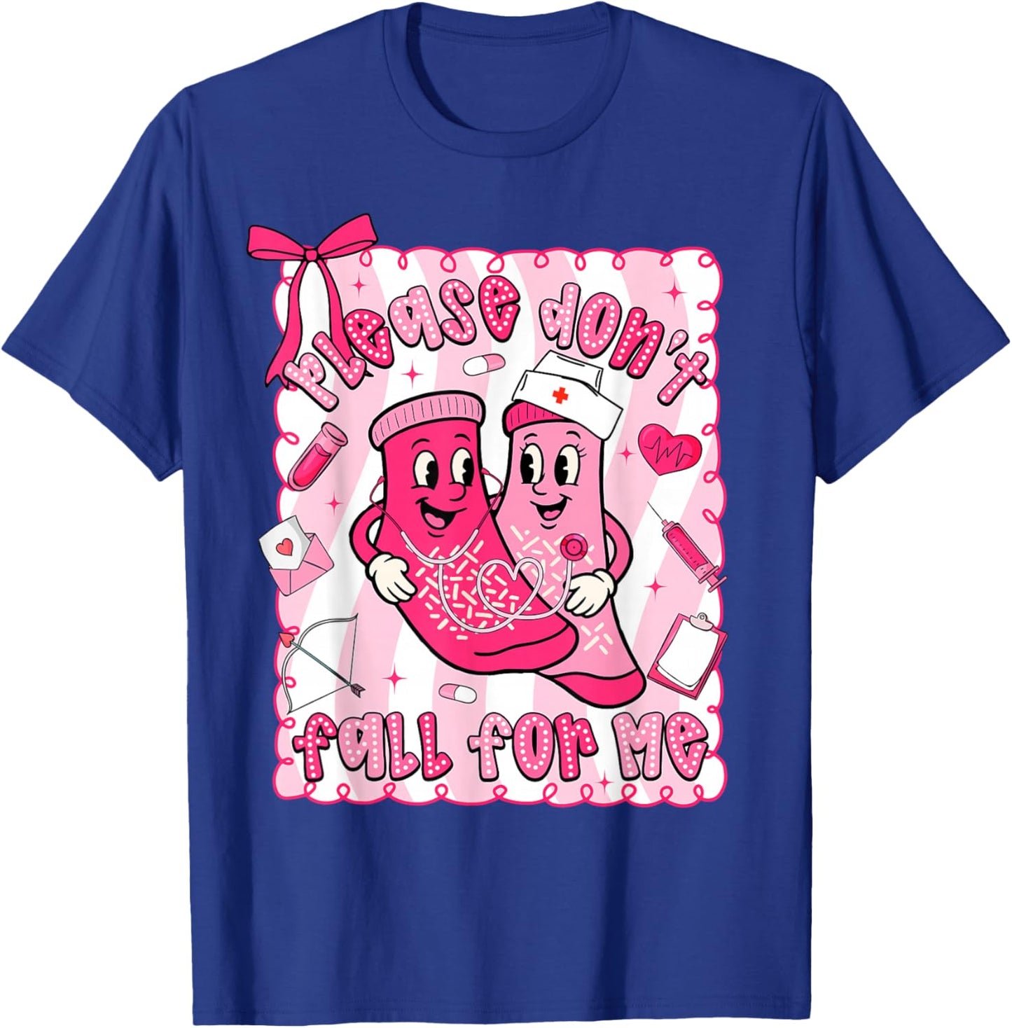 Preppy Valentine Please Don't Fall for Me RN CNA Nurse Women T-Shirt - T-Shirt | Royal