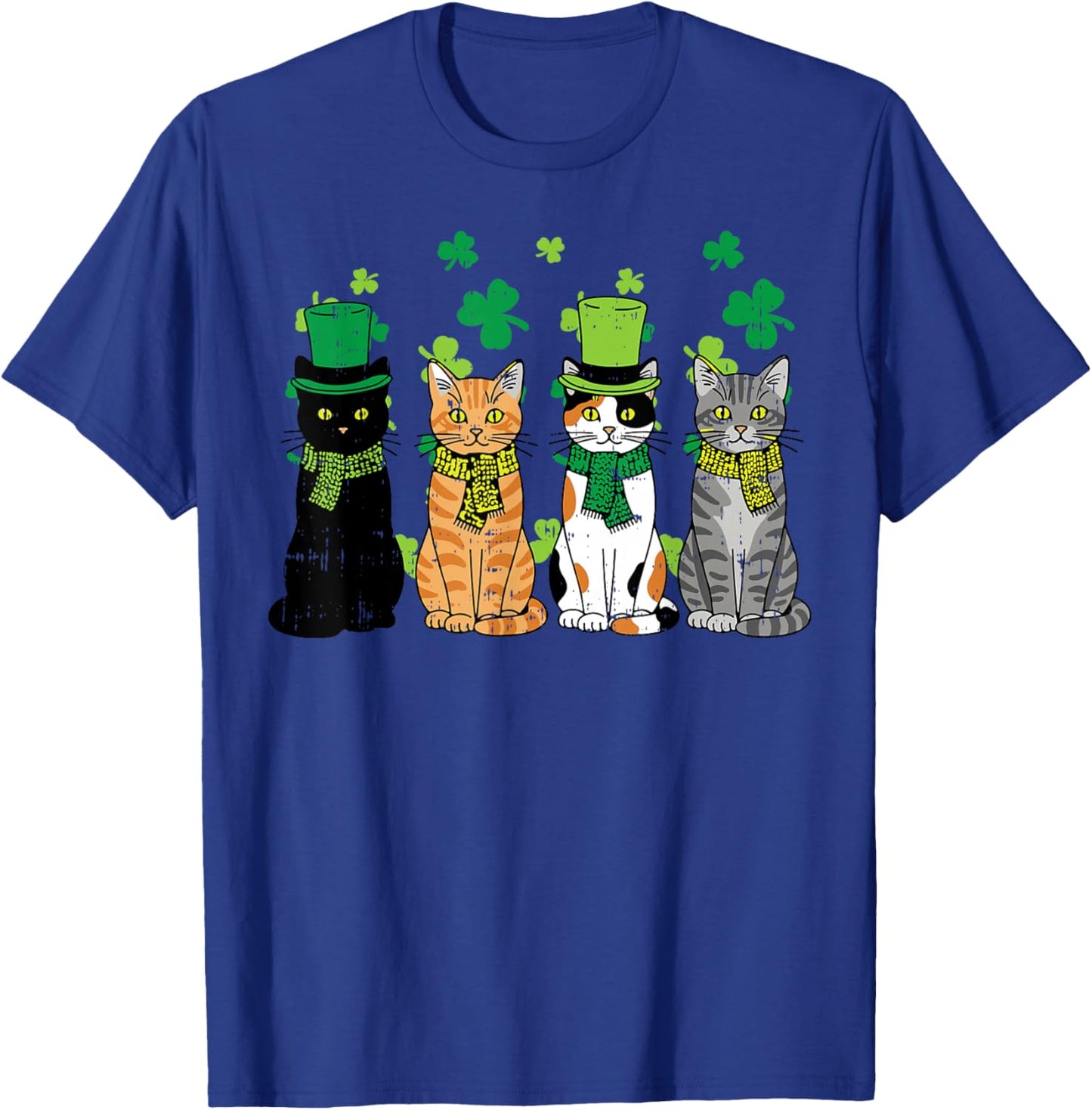 St Patricks Day Cats Irish Kitten Saint Paddy Men Women Kids T-Shirt - T-Shirt | Royal