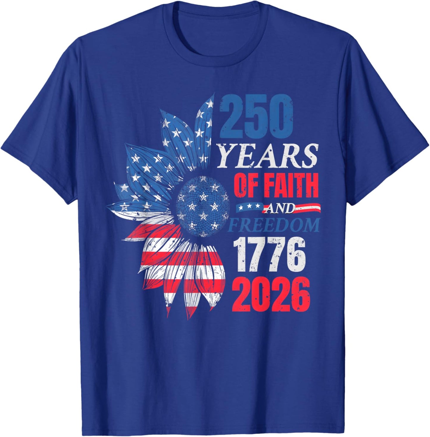 4th of July American Flag Vintage 250 Years 1776 2026 USA T-Shirt - T-Shirt | Royal