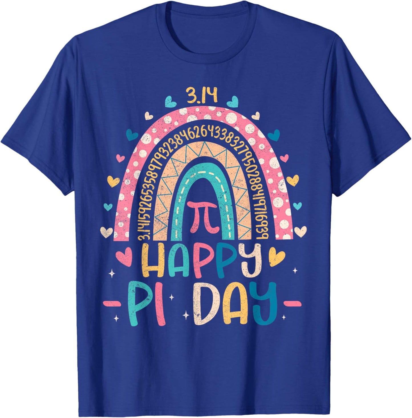 Cute Rainbow 3,14 Happy Pi Day Shirts Math Teacher Kids T-Shirt - T-Shirt | Royal