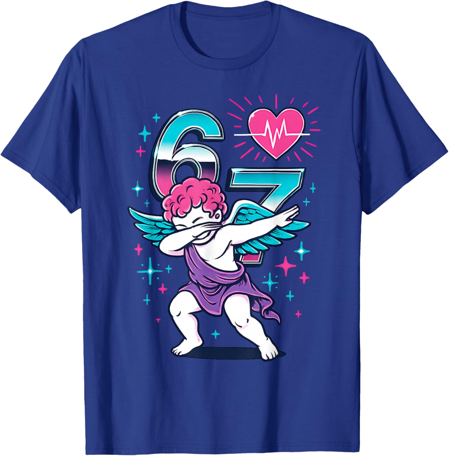 Valentines Day Dabbing Angel 67 Vday Cupid Funny Dancing T-Shirt - T-Shirt | Royal