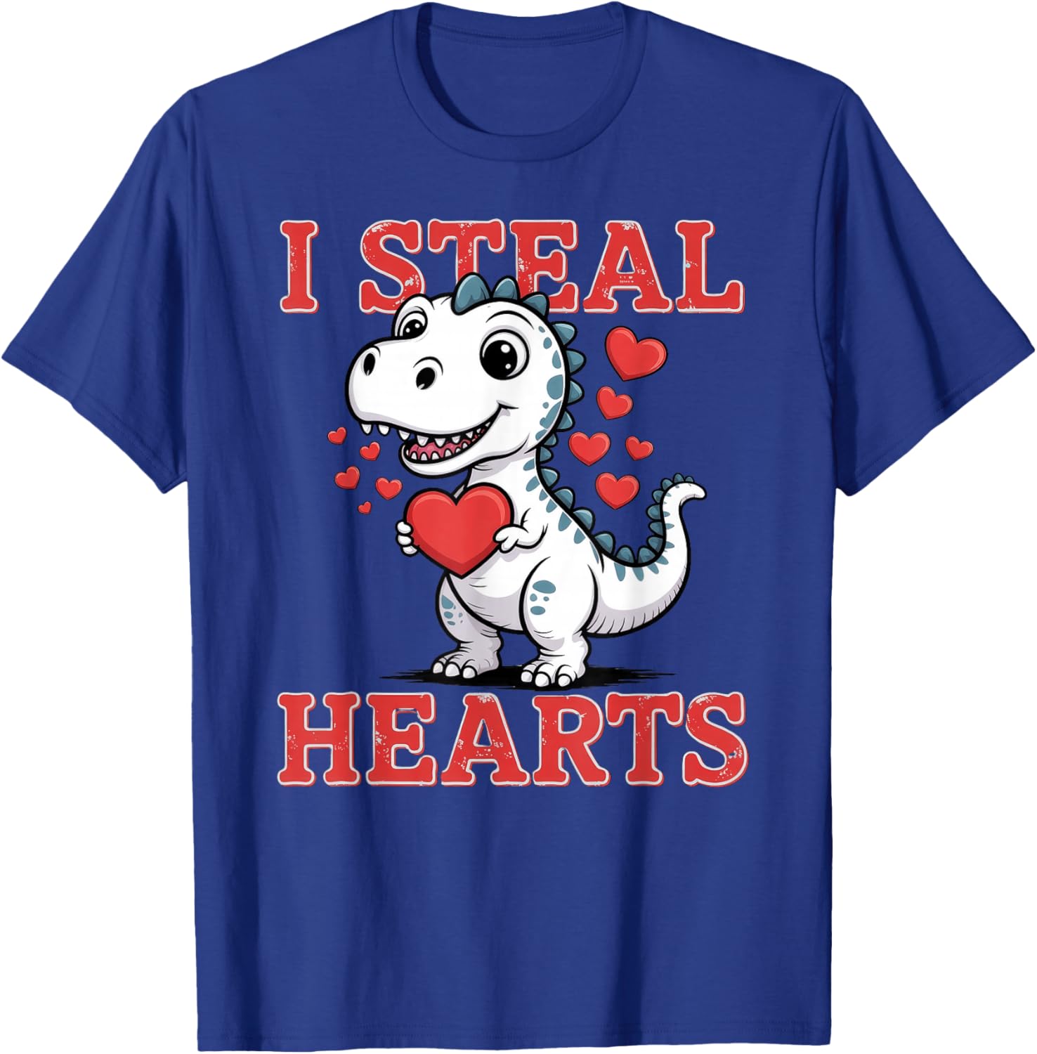 Valentine T rex I Steal Hearts T-Shirt - T-Shirt | Royal
