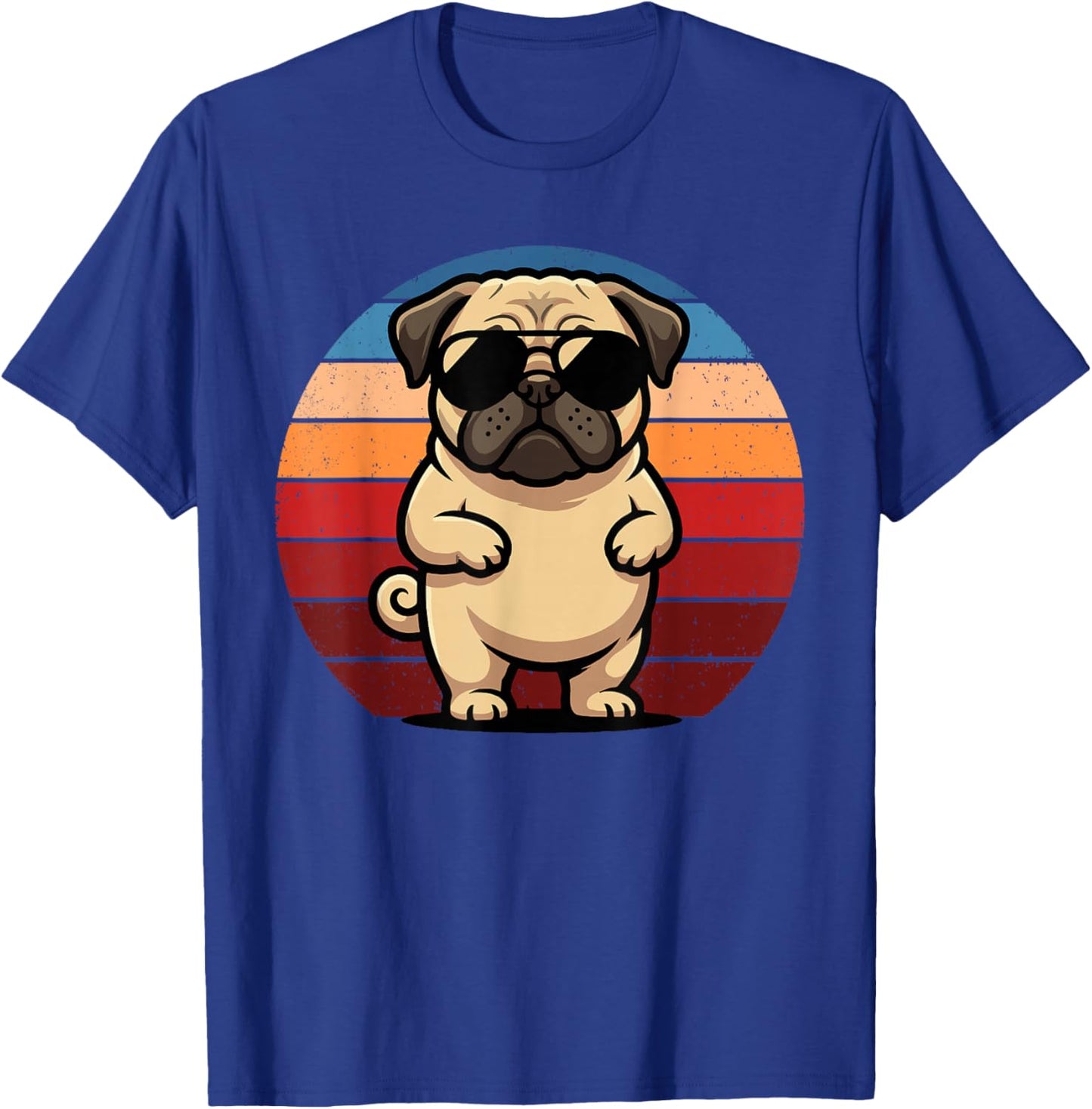Retro Pug Dog Mom Dog Dad Funny Pug T-Shirt - T-Shirt | Royal