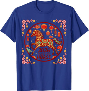 Year of The Fire Horse 2026 Chinese Zodiac 1966 60th Birth T-Shirt - T-Shirt | Royal