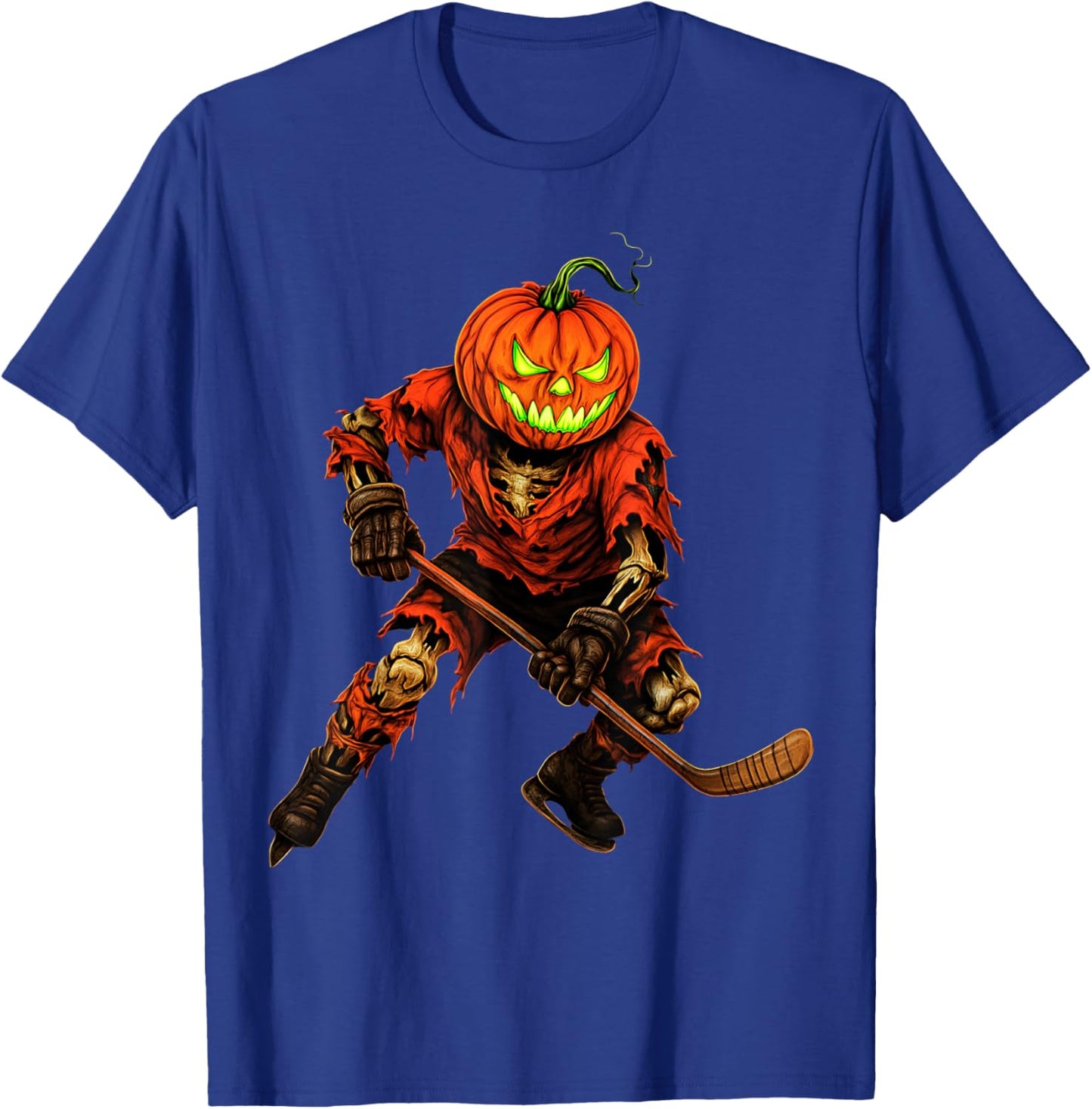 Zombie Hockey Player Costume Skeleton Ice Hockey Halloween T-Shirt - T-Shirt | Royal