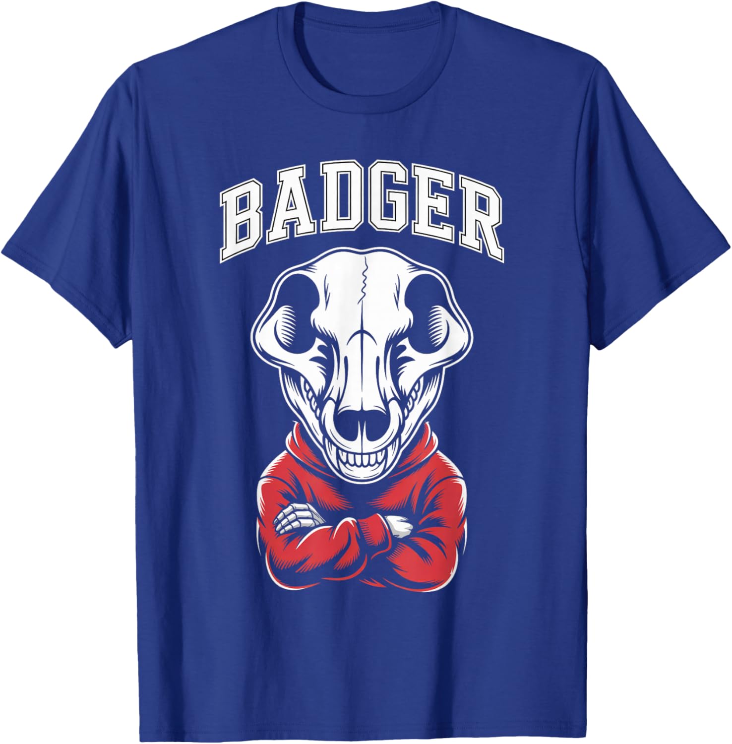 Cool Badgers Skull, Fun Animal Graphic T-Shirt - T-Shirt | Royal