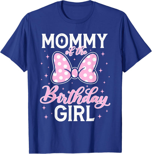 Mommy of The Birthday Girl Kids Family Matching Pink Bow T-Shirt - T-Shirt | Royal