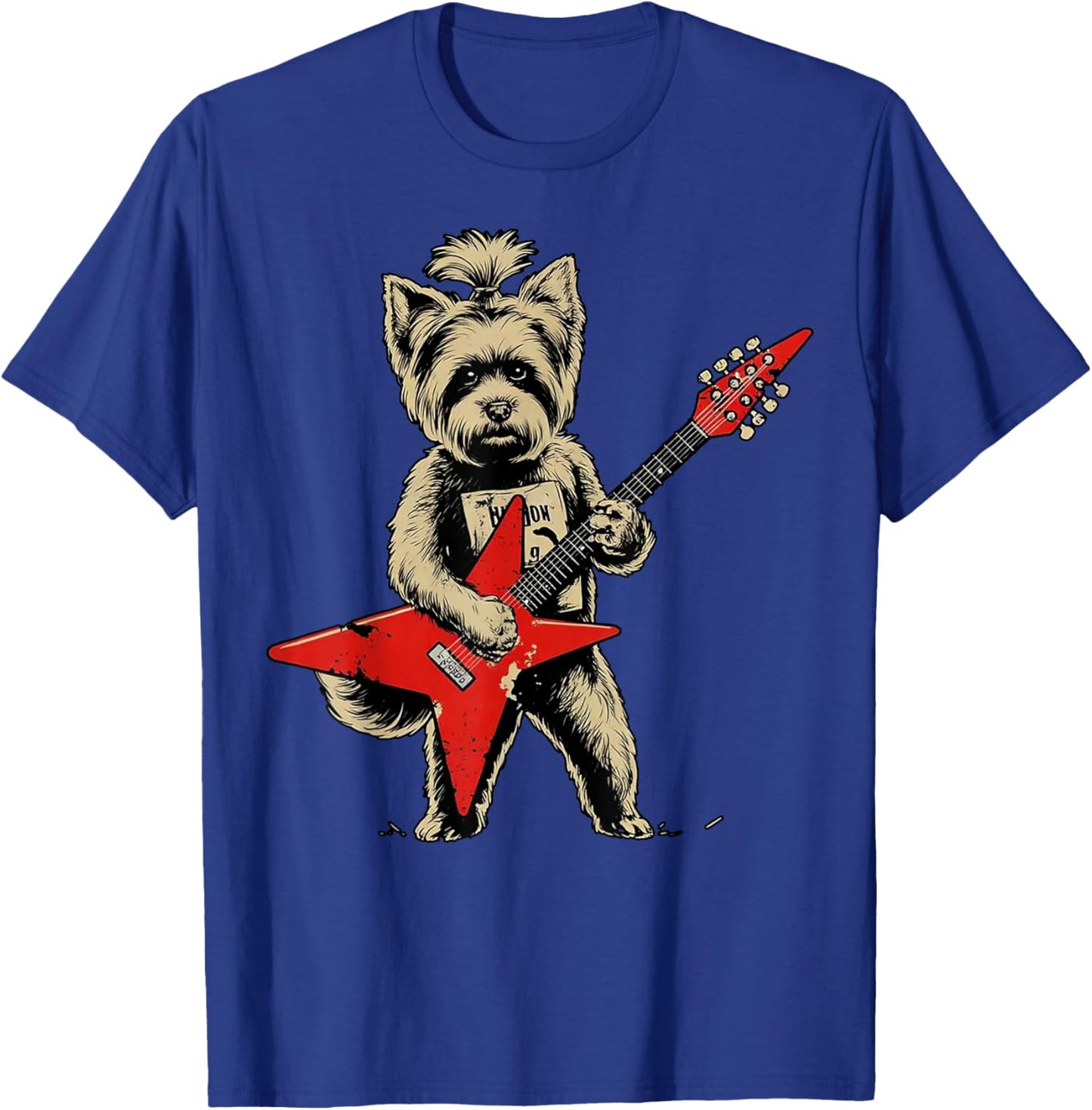 Terrier Rock Dog Dog Playing Guitar Vintage Music Art T-Shirt - T-Shirt | Royal