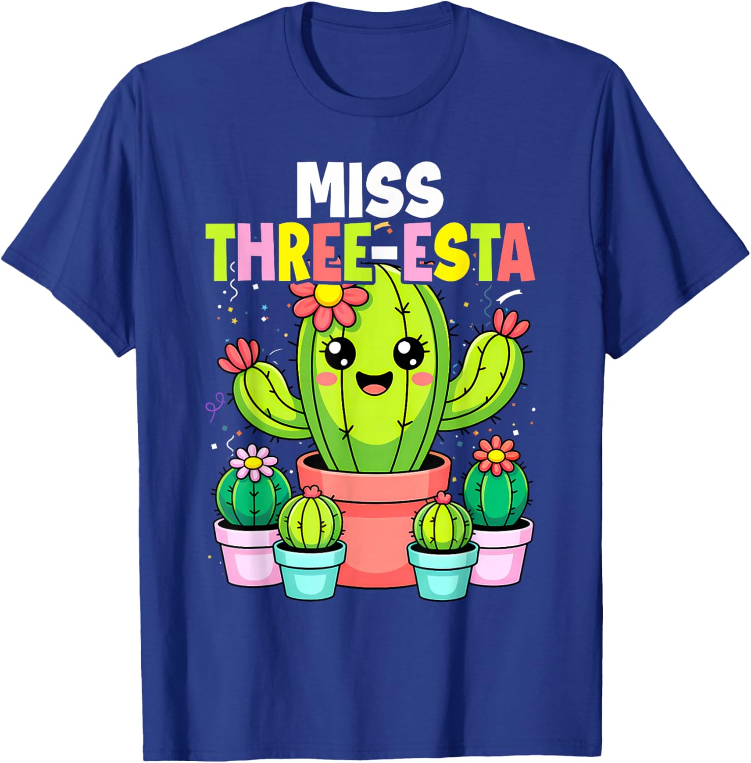 3rd Birthday Cactus Miss Three Esta 3 Year Old Bday Girls T-Shirt - T-Shirt | Royal
