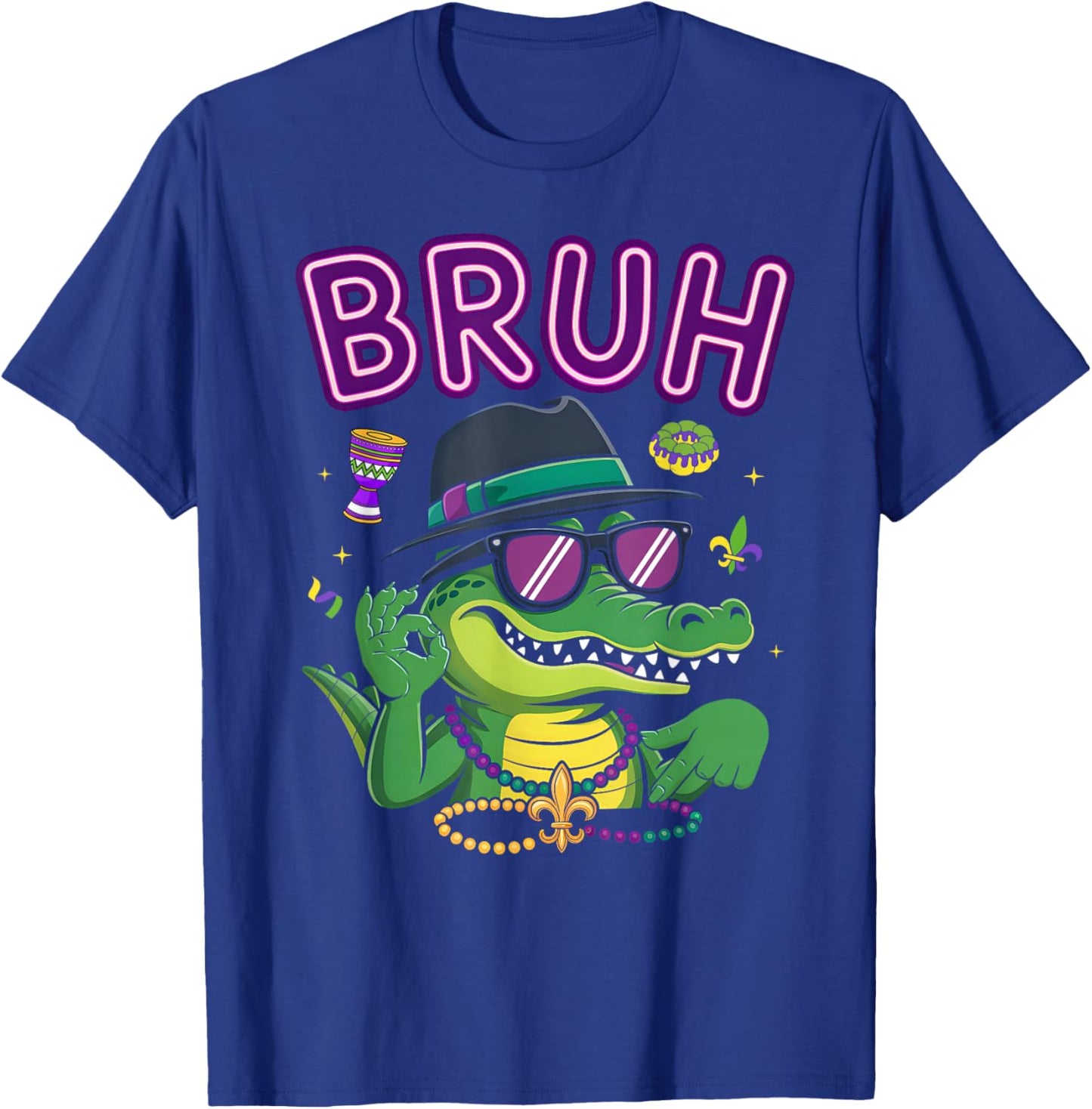 Funny Six Seven Bruh Mardigator Alligator 67 Meme Mardi Gras T-Shirt - T-Shirt | Royal