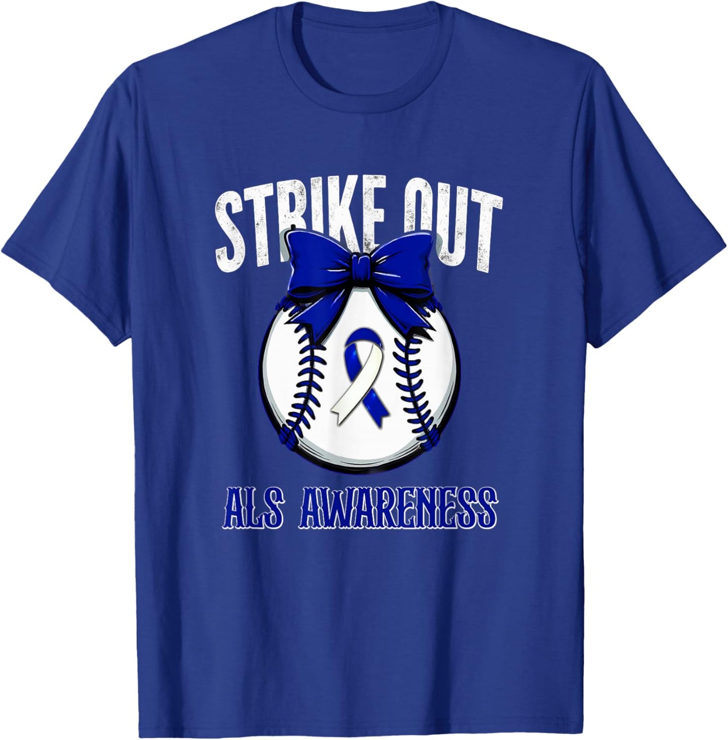 Retro Strike Out Baseball ALS Awareness T-Shirt - T-Shirt | Royal