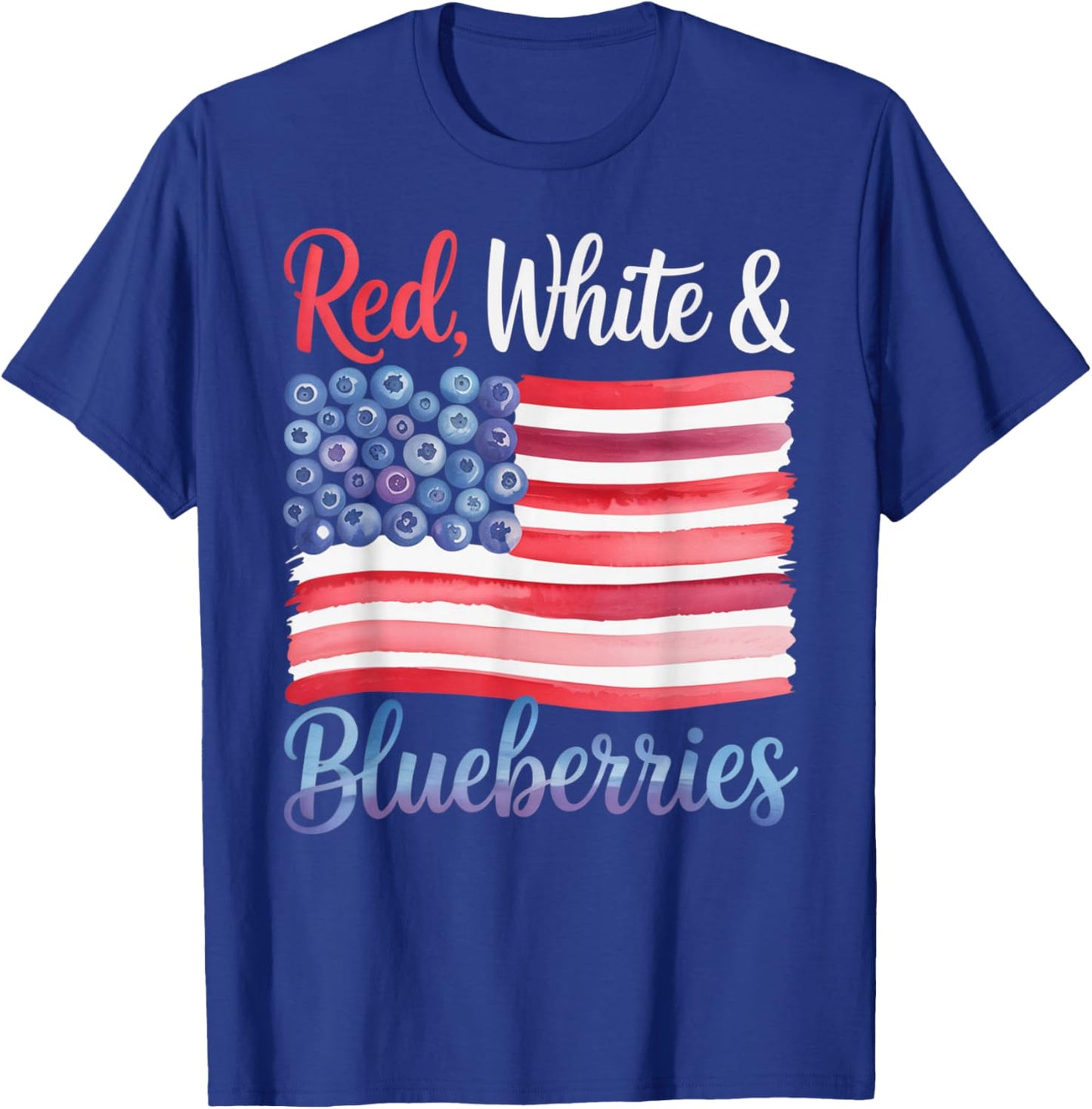 Red White and Blueberries Sweet Patriotic American Flag T-Shirt - T-Shirt | Royal
