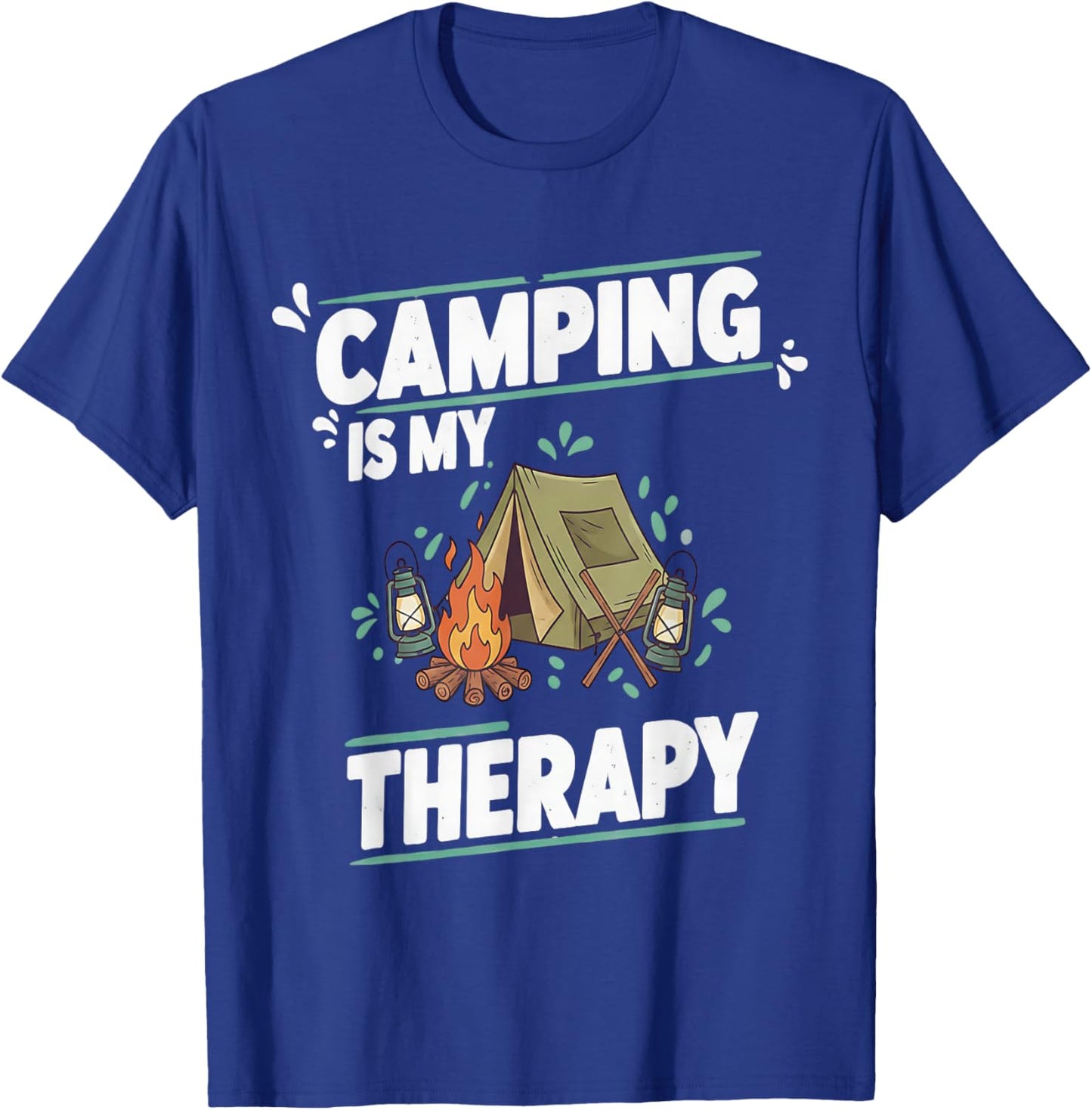 Camping is My Therapy for Great Outdoors and Tent Life T-Shirt - T-Shirt | Royal