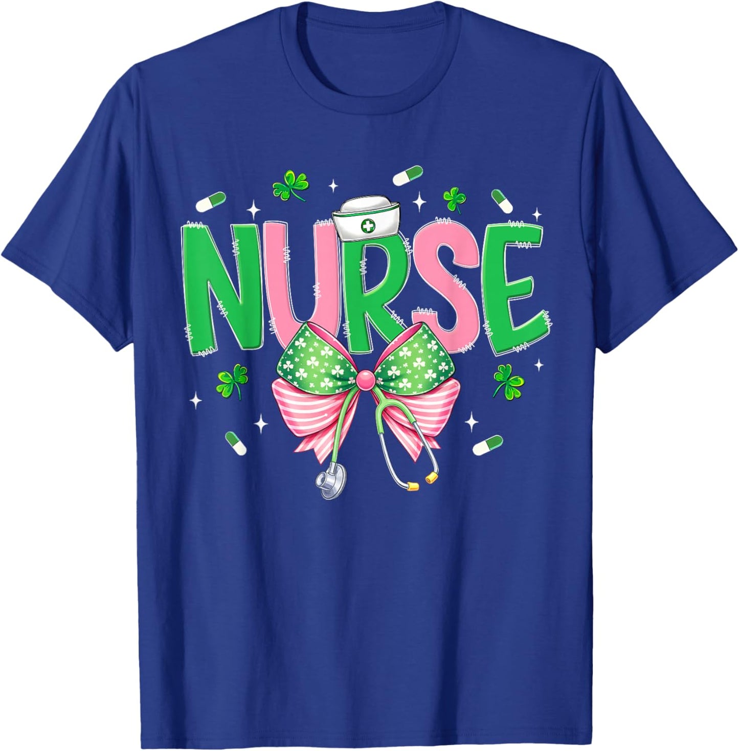 Irish Coquette Nurse Stethoscope Scrub St Patricks Day Nurse T-Shirt - T-Shirt | Royal