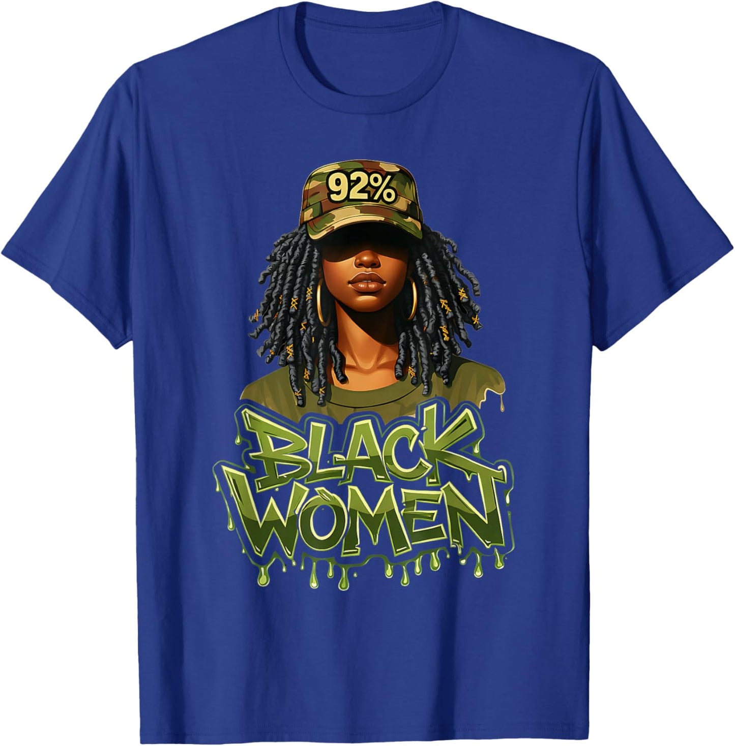 92% Black Women 92 Percent Melanin Queen Afro Pride T-Shirt - T-Shirt | Royal
