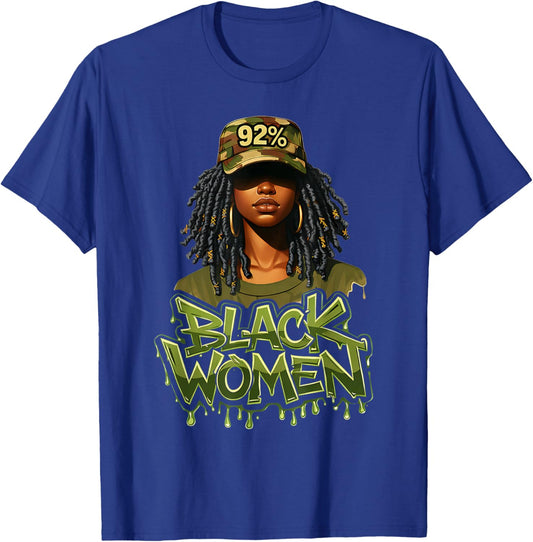 92% Black Women 92 Percent Melanin Queen Afro Pride T-Shirt - T-Shirt | Royal