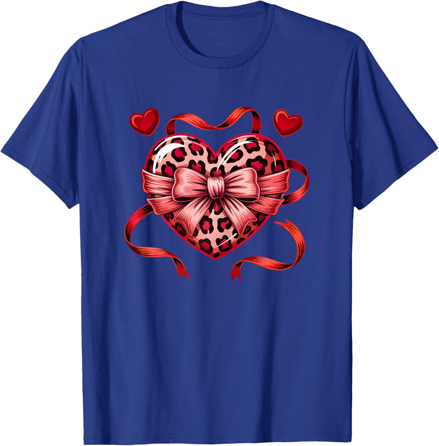 Coquette Bow Leopard Heart Love Valentines Day T-Shirt - T-Shirt | Royal