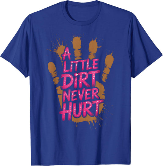 Kids Little Dirt Never Hurt Mud Run Mudder Trail Runner T-Shirt - T-Shirt | Royal
