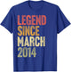 12 Year Old Legend Since March 2014 Retro 12th Birthday T-Shirt - T-Shirt | Royal