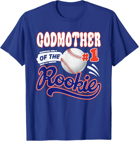 Godmother Rookie of Year 1st Birthday Baseball Theme T-Shirt - T-Shirt | Royal