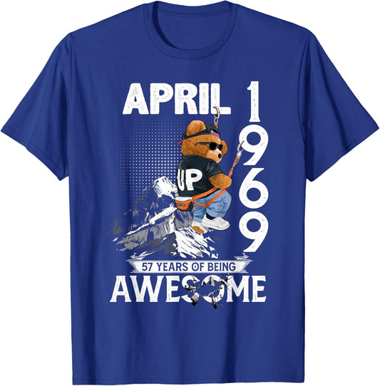 57th Birthday Legends April 1969 Vintage 57 Years Old T-Shirt - T-Shirt | Royal