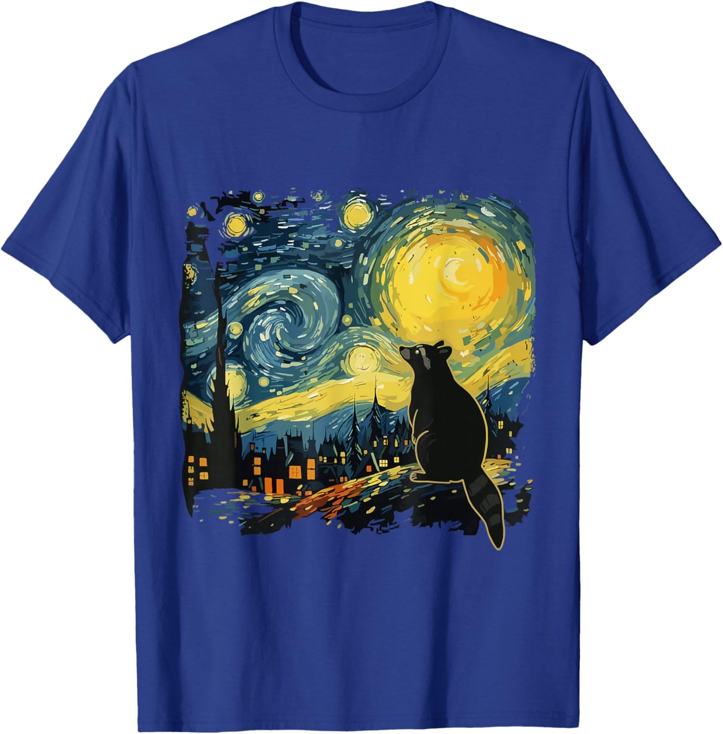 Starry Night Raccoon Van Gogh Art Funny Animal Men Kids T-Shirt - T-Shirt | Royal