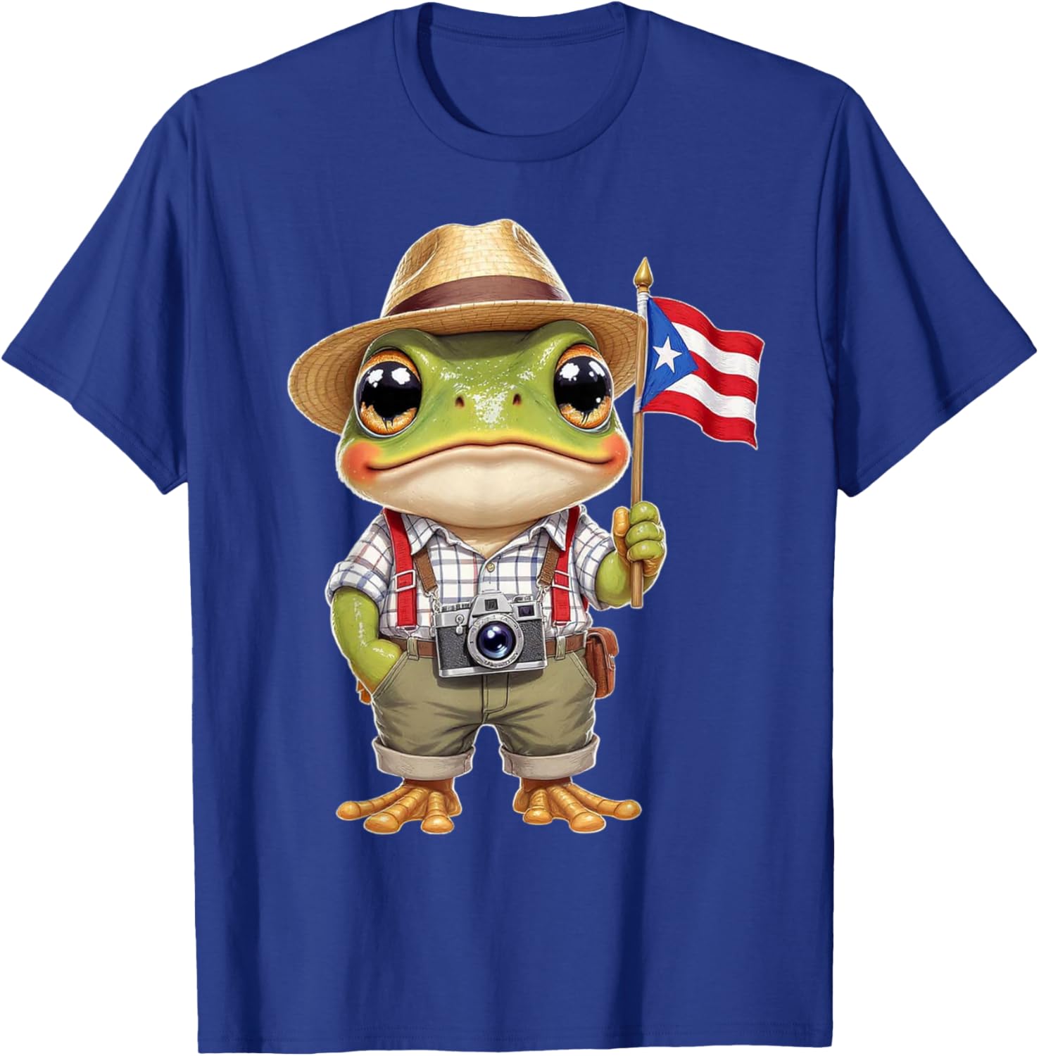 Funny Coquí Frog Puerto Rico Flag Men Women Kids T-Shirt - T-Shirt | Royal