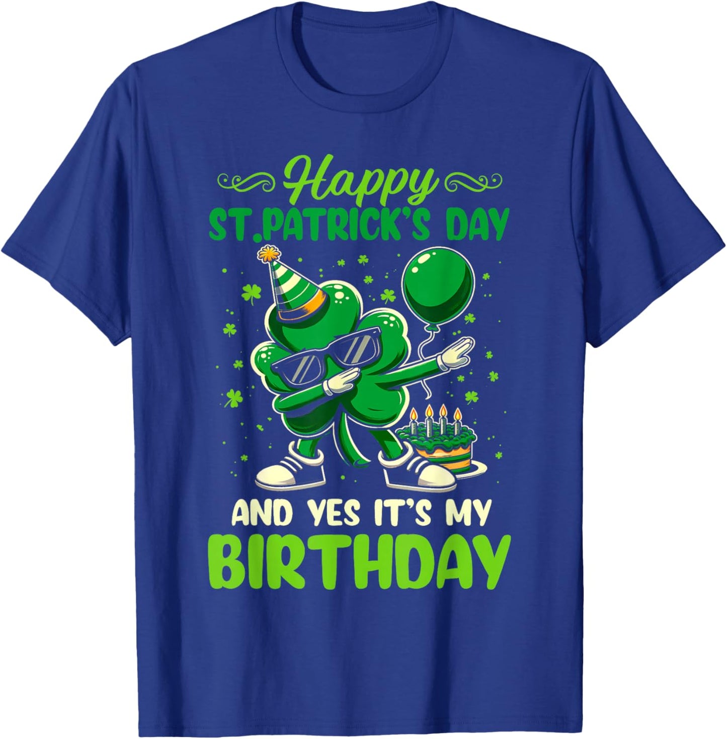 Happy St Patricks Day Birthday Shamrock Irish Boys Kids T-Shirt - T-Shirt | Royal