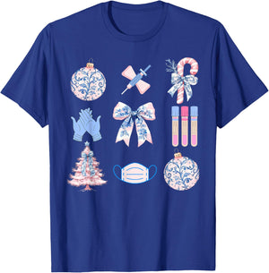Christmas Phlebotomy Coquette Bow Phlebotomist Phleb Tech T-Shirt - T-Shirt | Royal