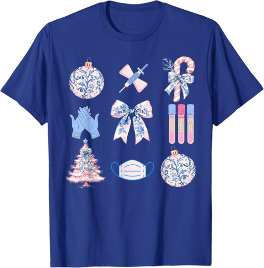 Christmas Phlebotomy Coquette Bow Phlebotomist Phleb Tech T-Shirt - T-Shirt | Royal