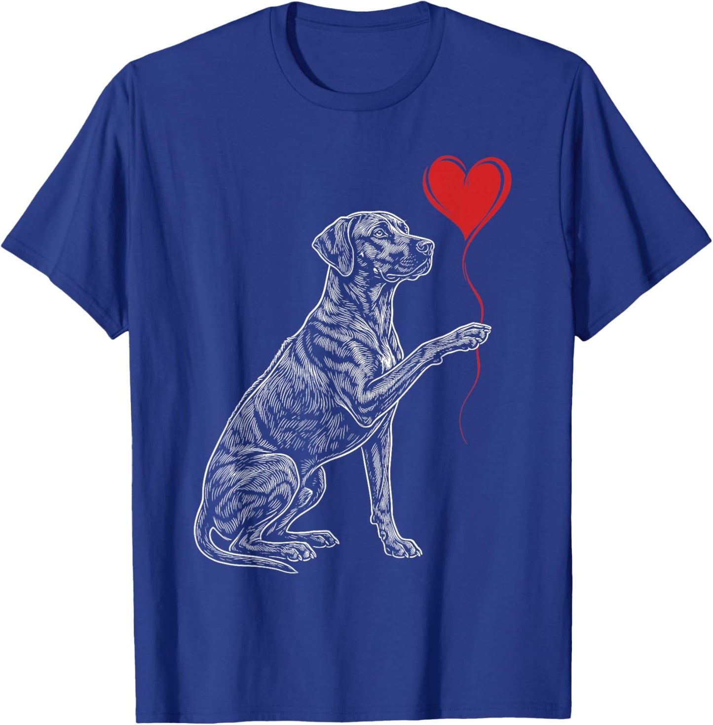 Rhodesian Ridgeback Lover Dog Art Holding Heart Valentines T-Shirt - T-Shirt | Royal