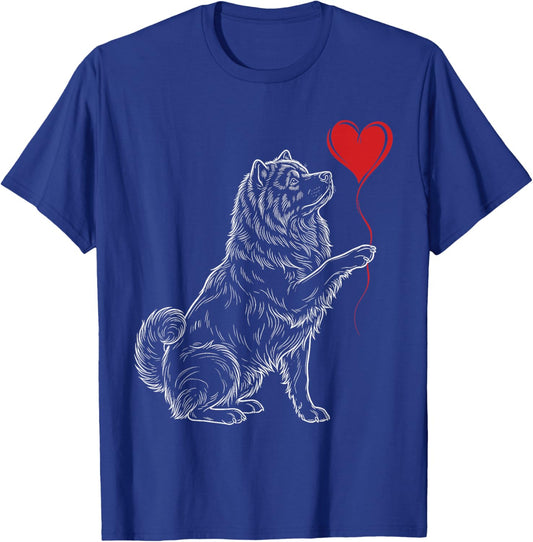 Chow Chow Lover Dog Art Holding Heart Valentines T-Shirt - T-Shirt | Royal