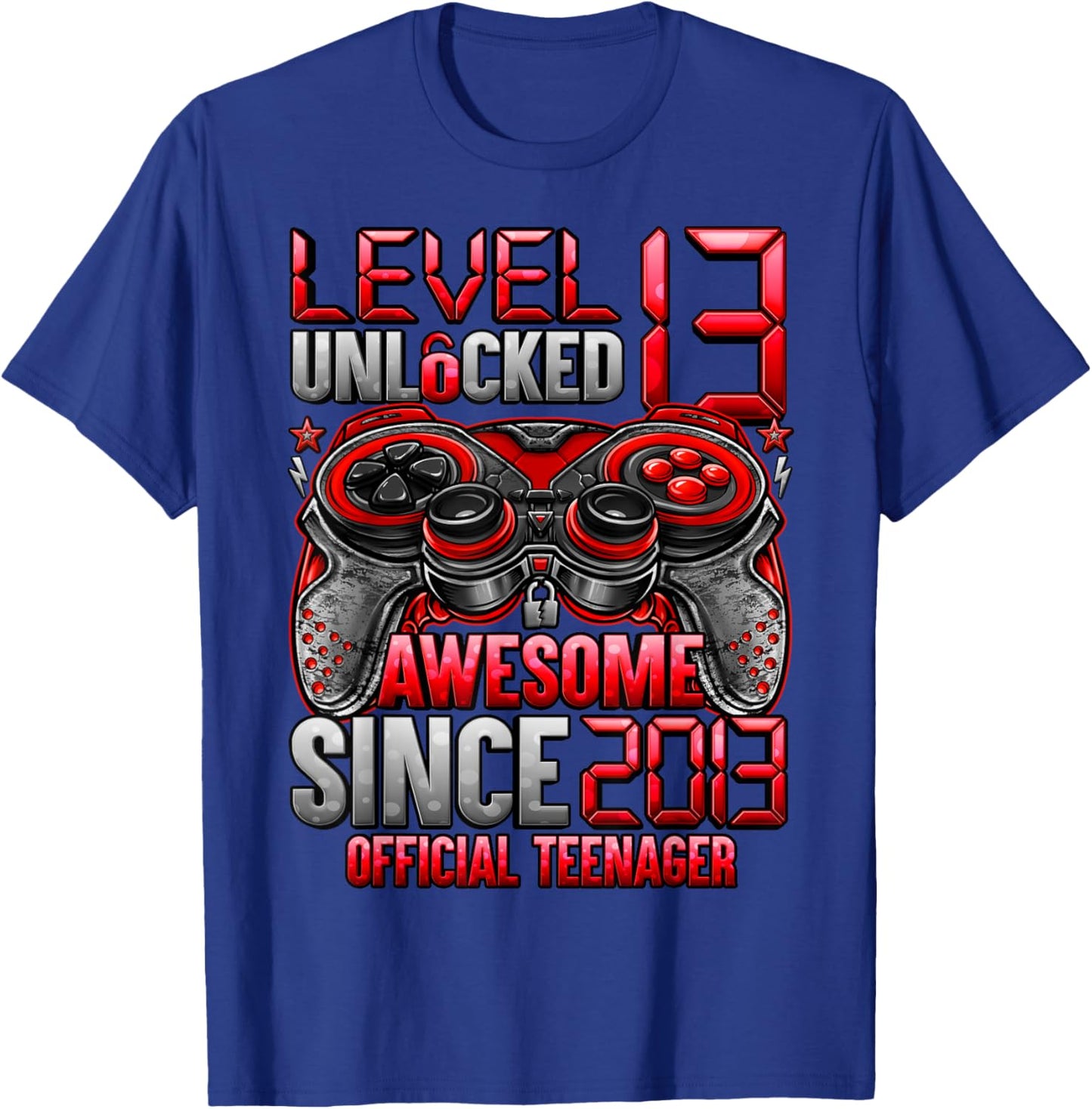 Official Teenager Level 13 Unlocked Boys 13th Birthday Boy T-Shirt - T-Shirt | Royal